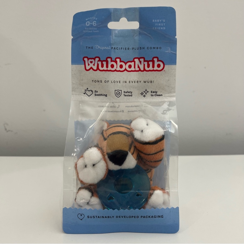 Wubbanub Tiger Pacifier Plush Combo Soothing 0-6 Months New